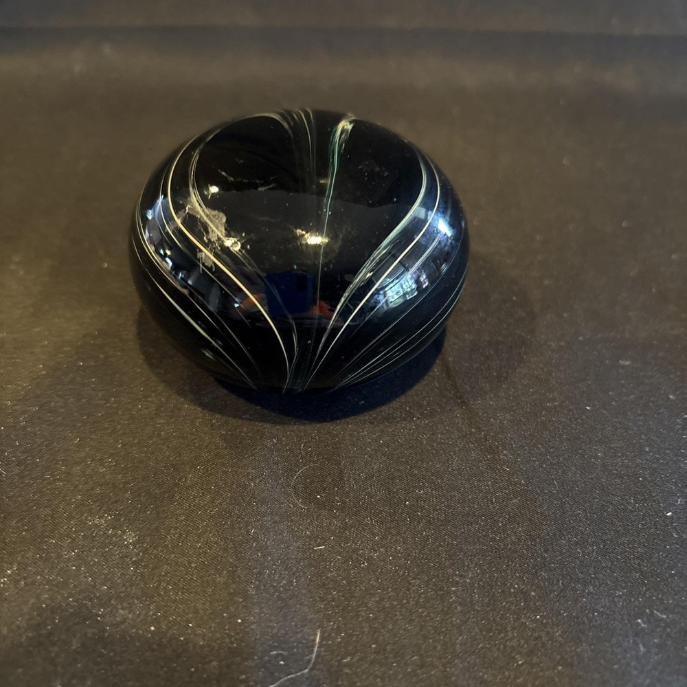 Vintage Hand Blown Art Glass Pulled Feather Paperweight